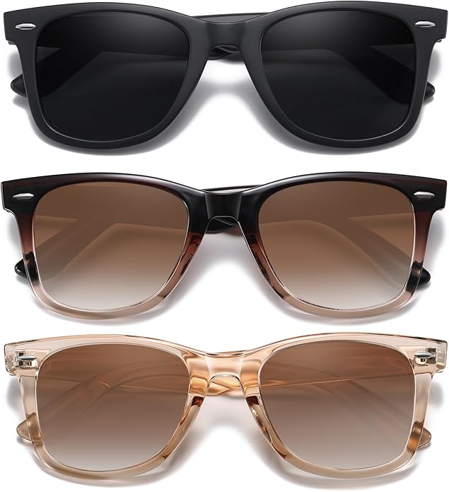 MEETSUN Retro Polarized Sunglasses for Women Men Classic Mirror Lens Driving Trendy Sun Glasses UV Protection (3 Pack)