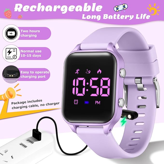 L LAVAREDO Kids Digital Watches for Boys Girls,Waterproof Sport Watch with Pedometer Stopwatch Vibration Alarm for Ages 5-13,No App Fitness Tracker Watch for Kids Teens Birthday Christmas Gifts