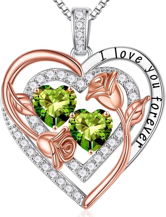 Iefil Mothers Day Gifts for Wife - Sterling Silver Birthstone Necklace Birthday Gifts for Her Wife