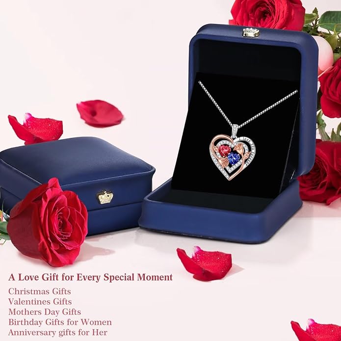 Iefil Mothers Day Gifts for Wife - Sterling Silver Birthstone Necklace Birthday Gifts for Her Wife