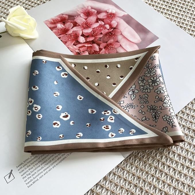 Silk Head Scarf for Hair Fashion Headwrap for Women Lightweight Neck Tie