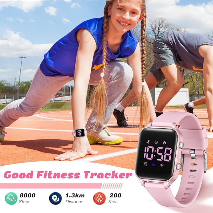 L LAVAREDO Kids Digital Watches for Boys Girls,Waterproof Sport Watch with Pedometer Stopwatch Vibration Alarm for Ages 5-13,No App Fitness Tracker Watch for Kids Teens Birthday Christmas Gifts