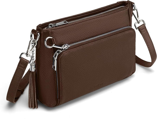 befen Anti Theft Genuine Leather Crossbody Bags for Women Handbags and Shoulder Basg with Built in Wallet RFID Leather Purse