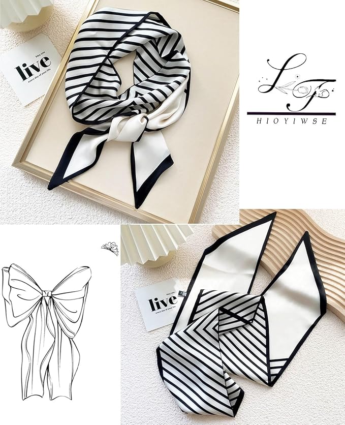 Head Scarf Hair Neck Scarves For Women Purse Bag Scarfs For Handbags Silky Long Thin Satin Headscarf Fashion