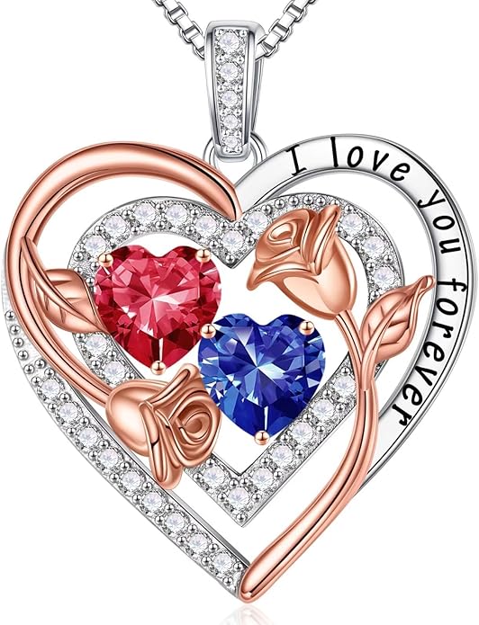 Iefil Mothers Day Gifts for Wife - Sterling Silver Birthstone Necklace Birthday Gifts for Her Wife