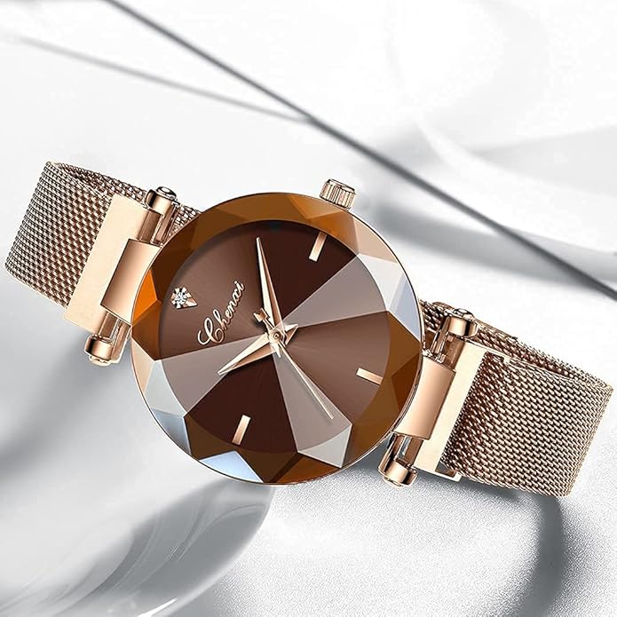Fashion Watches for Women Rose Gold Stainless Steel Mesh Band Watch Elegant Ladies Gifts Waterproof Wrist Watch