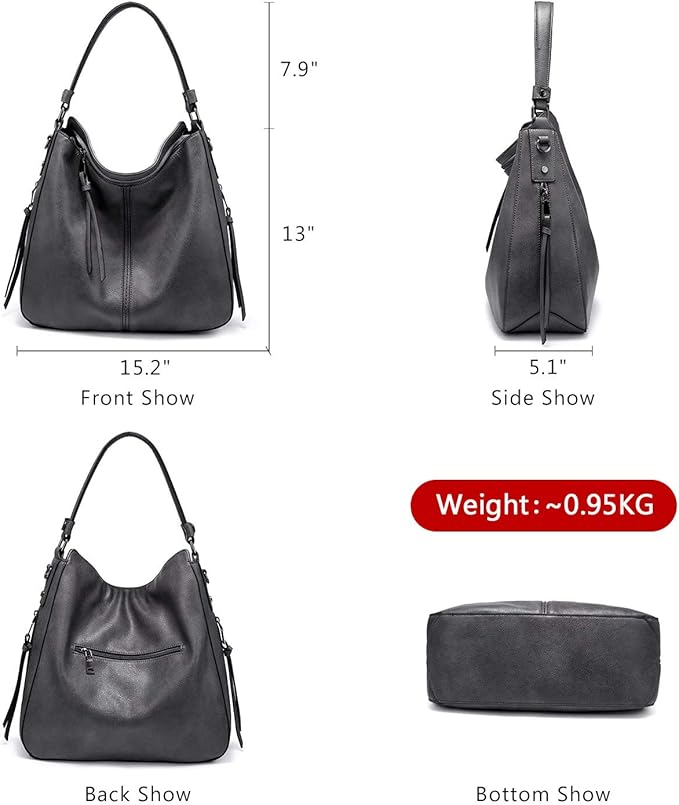 Realer Hobo Crossbody Bags for Women Designer Faux Leather Hobo Handbags Retro Large Size Shoulder Bag Bucket Purse