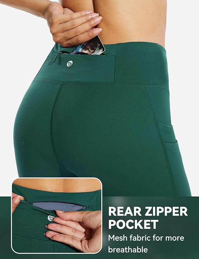 baleaf Women's Fleece Lined Leggings Water Resistant Thermal Winter Warm Tights High Waisted with Pockets Running Gear