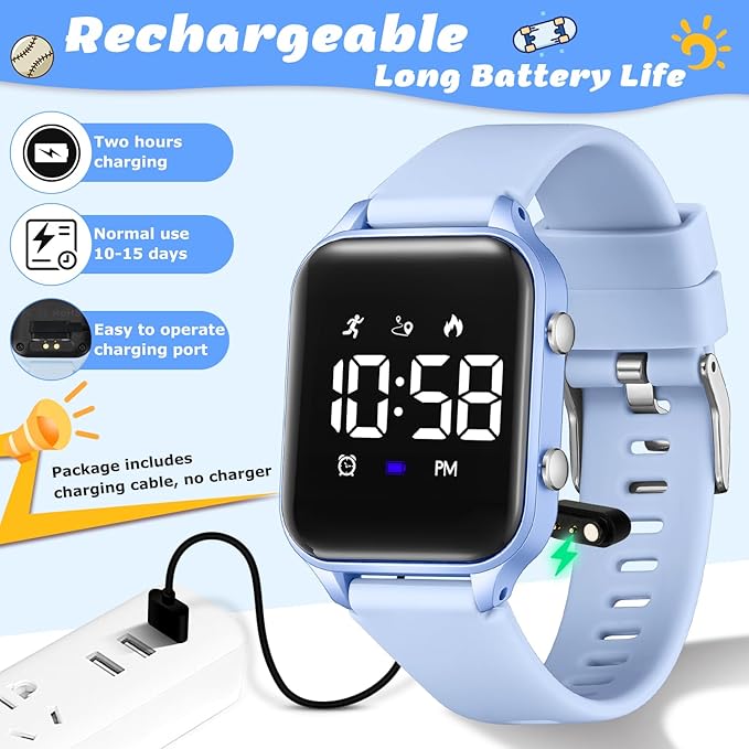 L LAVAREDO Kids Digital Watches for Boys Girls,Waterproof Sport Watch with Pedometer Stopwatch Vibration Alarm for Ages 5-13,No App Fitness Tracker Watch for Kids Teens Birthday Christmas Gifts
