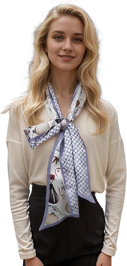 100% Mulberry Silk Ribbon Scarf for Hair Beach Head Wraps for Women Handbag accessories Necktie