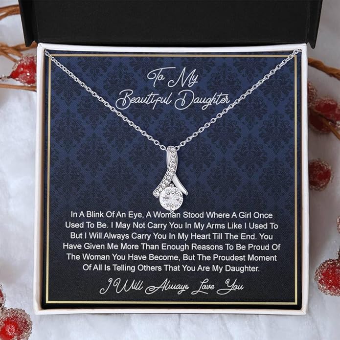 VIRAGIL To My Daughter Gift Necklace From Dad or Mom - Badass Daughter Jewelry With Heartfelt Message & Elegant Box