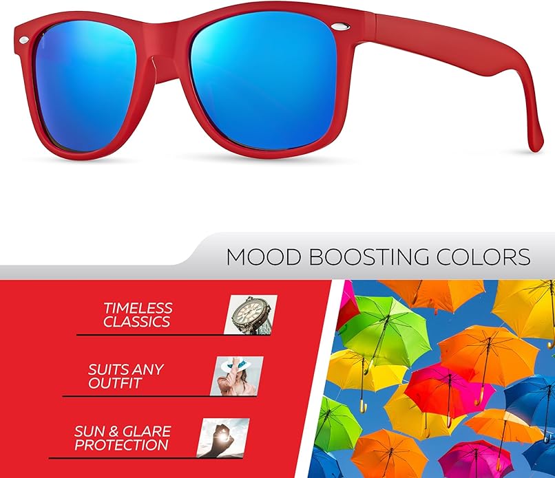 Retro Rewind Polarized Sunglasses for Men and Women - UV Protection Classic Sun Glasses