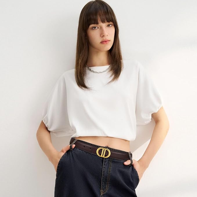 Relang Women's Belts with Gold Buckle, Fashion Waist Band, Elegant Ladies' Belt, Gift for Women