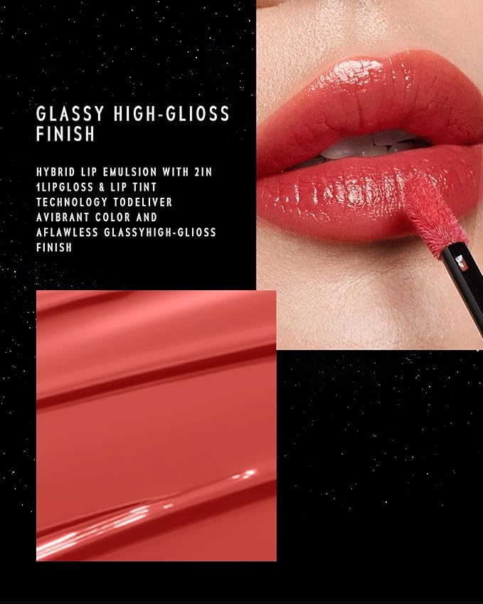 Stellar Dust Lip Stain 001 Nova, Waterproof Transfer-Proof Lip Gloss, Soft Pink Tinted Glossy Finish, High-Pigment Vibrant Color, Hydrating Lightweight Long-Lasting Lip Makeup for Women