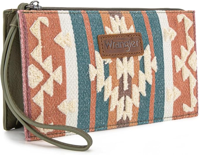 Montana West Wrangler Clutch Purses for Women Western Wristlet Wallet Boho Aztec Card Holder Zipper Handbags for Ladies AR-WG313-181GN