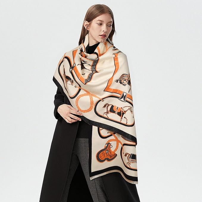 EXTREE Scarfs for Women Pashmina Silky Shawl Wrap for Evening Dressing Blanket Open Front Poncho Cape