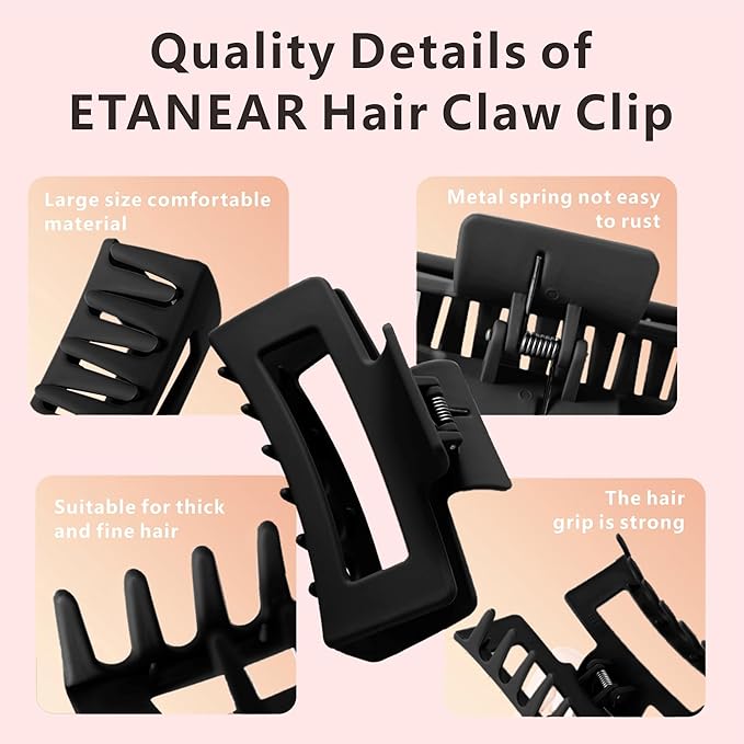 4Pcs Cloud Claw Clips for Women, 4.2 Inch Non-Slip Strong Hold Hair Claws, Unbreakable & Durable TPEE-Silicone Blend, Large Bendable Cozy Hair Clip for Thin/Thick/Curly Hair, All-Day Comfort