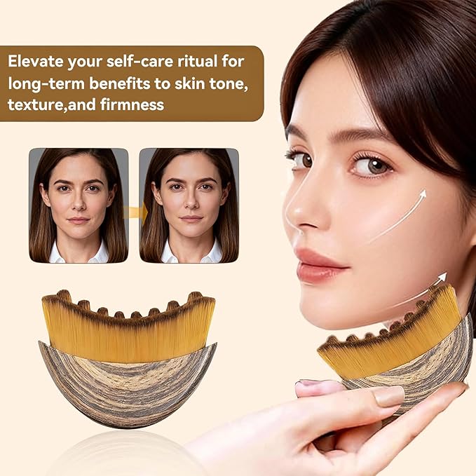 New Lymphatic Contour Face Brush - Dry Brushing Face Massager for Lymphatic Drainage, Chin & Jawline Sculpting - Ergonomic Skin Fit Design to Reduce Puffiness, Relieve Fatigue