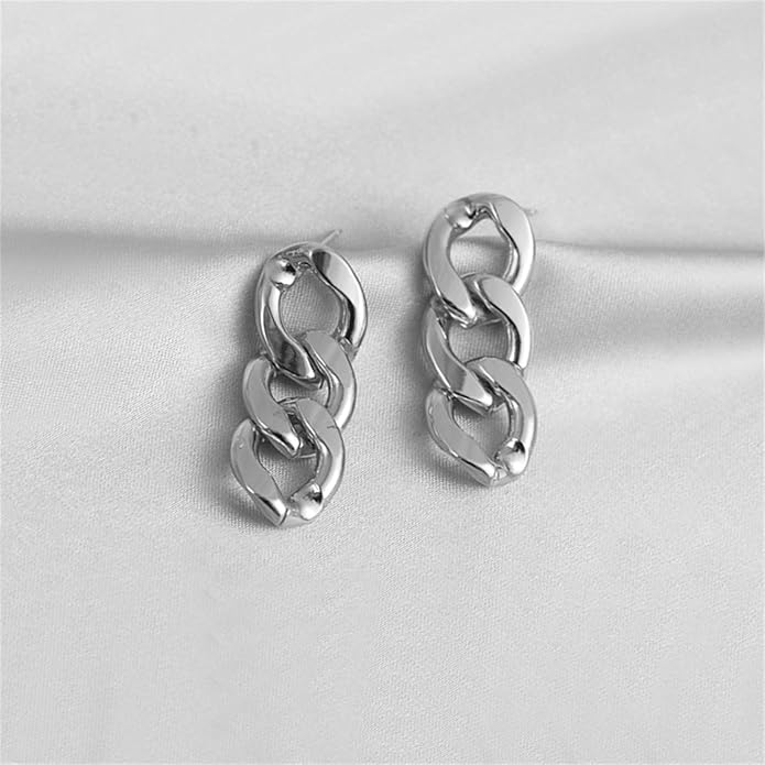 coadipress Gold Link Chain Earrings Necklace Set for Women Minimalist Gold Plated Chain Link Earrings Punk Oval Dainty Chunky Chain Necklace Trendy Jewelry