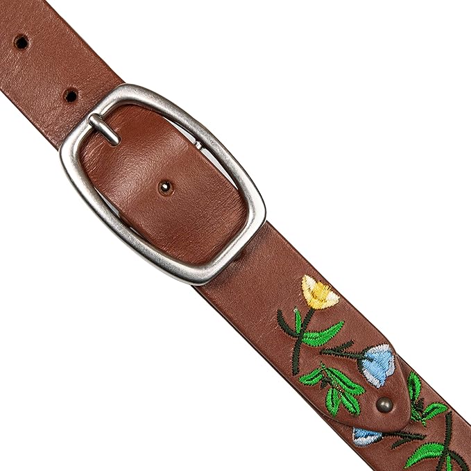 Lucky Brand Women's Embroidered Leather Belt | Stylish | Classic | Western-Inspired | American Heritage | Jean | Pant