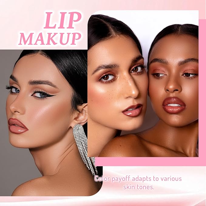 Lip Liner Deep Caramel Lip Oil Gloss Click Clear Shimmer, Long Wear Makeup Fat Oil Set With Natural Oils for Nourishment, Moisturizing Lip Lipstick Gloss Lip Liner Pencil Combo Set