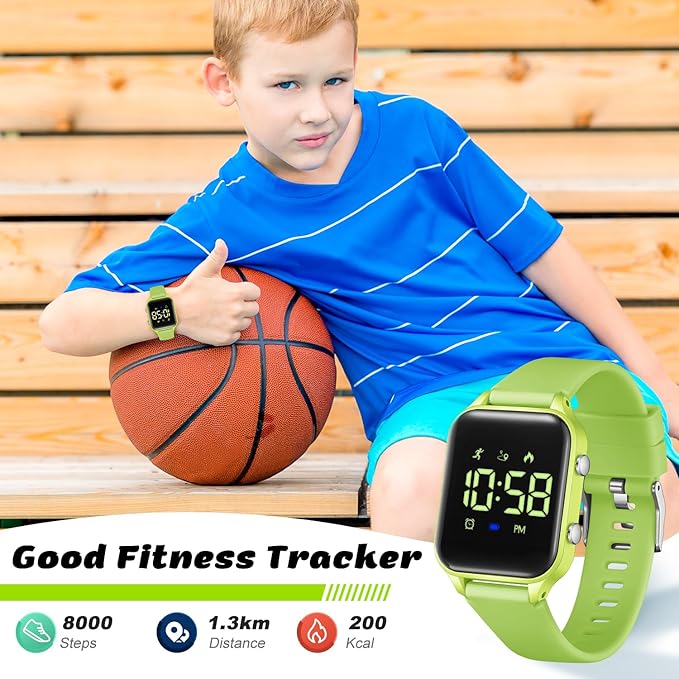 L LAVAREDO Kids Digital Watches for Boys Girls,Waterproof Sport Watch with Pedometer Stopwatch Vibration Alarm for Ages 5-13,No App Fitness Tracker Watch for Kids Teens Birthday Christmas Gifts