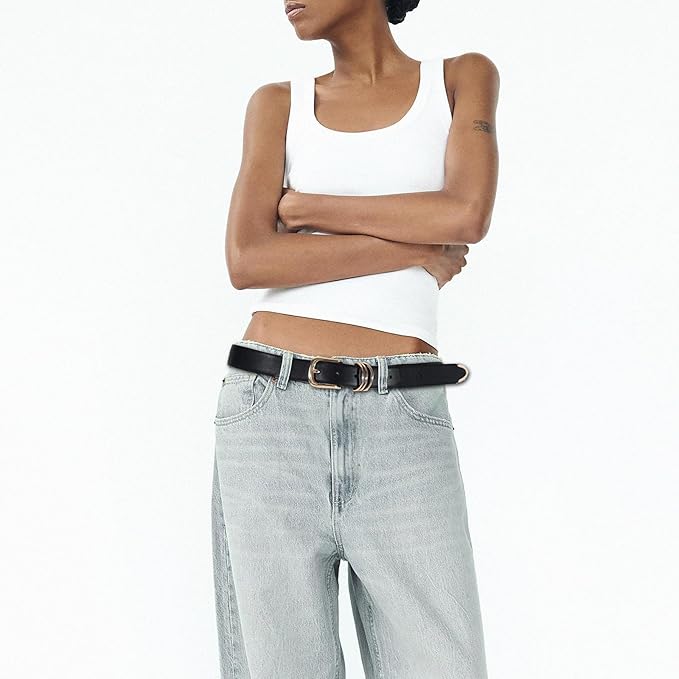 Belts for Women with Gold Buckle Faux Leather Belts Fashion Casual belts for jeans