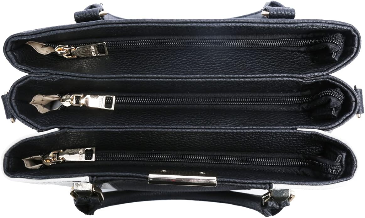KKXIU 3 Zippered Compartments Purses and Handbags for Women Top Handle Satchel Shoulder Ladies Bags