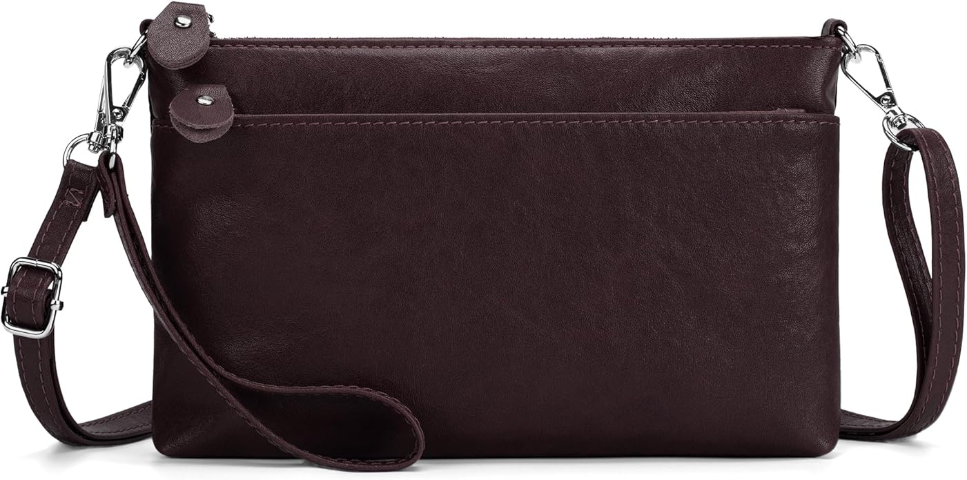 befen Genuine Leather Wristlet Clutch Wallet Purses with RFID Blocking, Small Crossbody Bags Shoulder Handbag for Women