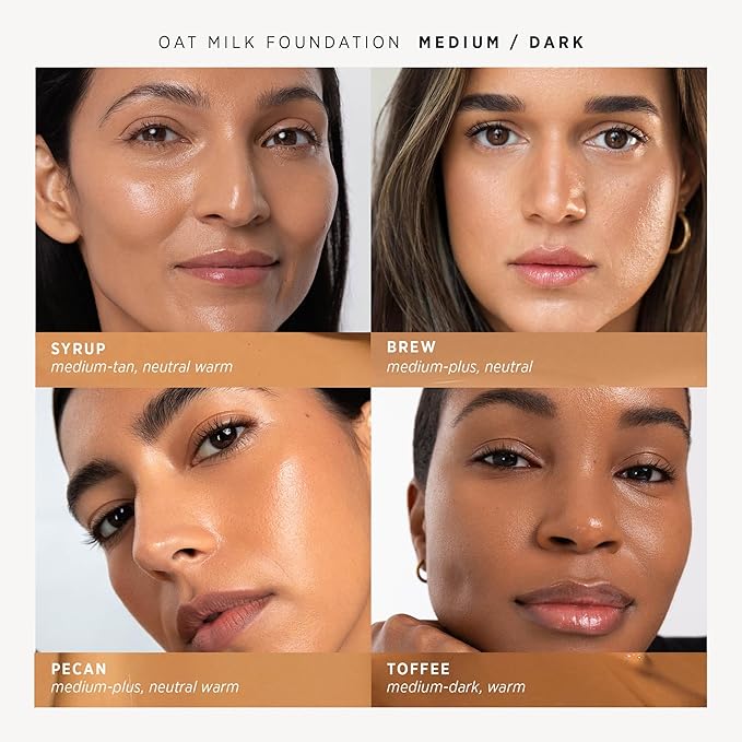Ere Perez - Natural Oat Milk Liquid Foundation | Breathable, Buildable, Med-Full Coverage, Dewy | Peach Extract, Vitamin E | Vegan, Cruelty-Free, Clean Beauty (Syrup | Med-Tan Warm, 1 fl oz | 30 ml)