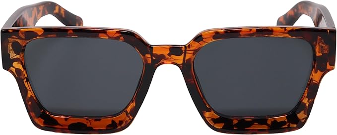 Retro Square Frame Sunglasses for Women Men Fashion Chunky Rectangle Sun Glasses UV400 Protection