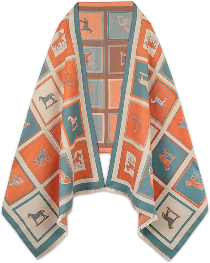 EXTREE Scarfs for Women Pashmina Silky Shawl Wrap for Evening Dressing Blanket Open Front Poncho Cape