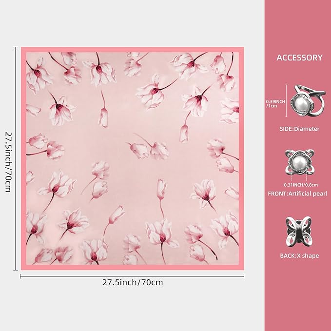 27.5 Inches Satin Bandanas Head Scarf for Women Silk Neck Scarves Accessories for Sleeping Handbags Scarf