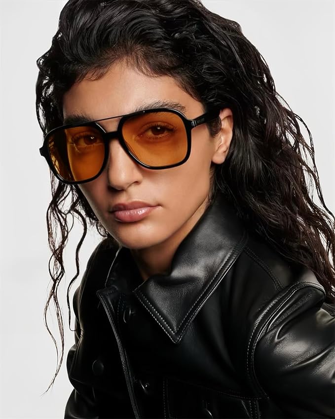 Retro Aviator Sunglasses for Women Men 2026 Square Top Bar Sun Glasses Sunnies 70s Lightweight Shades