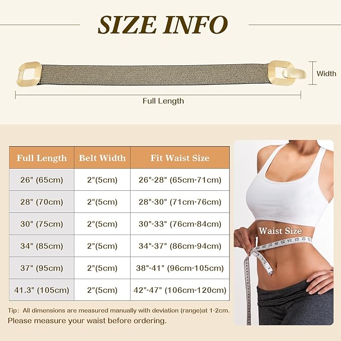 Glamorstar Women Wide Stretchy Belts Elastic Waist Belts for Dresses