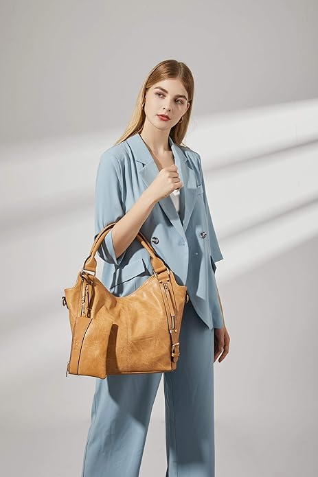 Women Tote Bag Handbags PU Leather Fashion Hobo Shoulder Bags with Adjustable Shoulder Strap