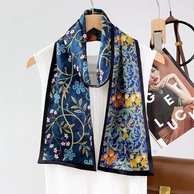 100% Mulberry Silk Ribbon Scarf for Hair Beach Head Wraps for Women Handbag accessories Necktie