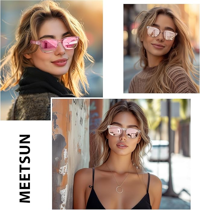 MEETSUN Classic Polarized Sunglasses for Women Men Trendy Retro Sun Glasses for Driving UV Protection (3 Pack)