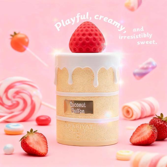 Coconut Chiffon Perfume for Women, Gourmand Scent with Vanilla & Toffee, Long Lasting Comforting EDP for Daily Use, 3.4 Fl Oz