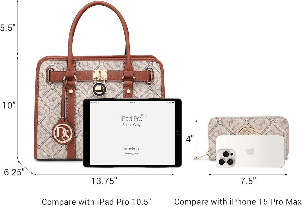 Dasein Handbags Purses Set for Women Top Handle Satchel Shoulder Bags Large Work Tote Bag with Matching Wallet
