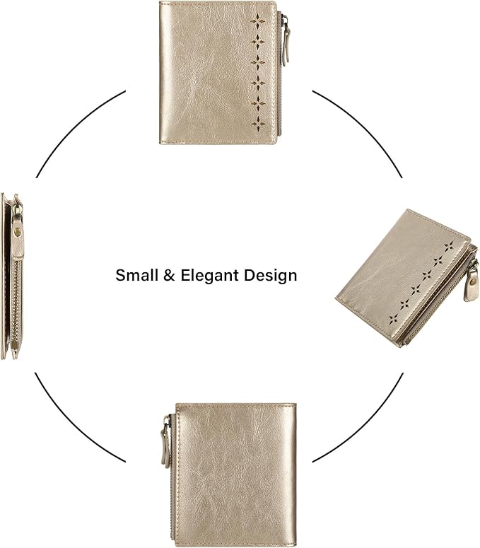 Lavemi Ultra Thin Small Compact Leather Womens Girls Wallets RFID Blocking Credit Card Holder for Women