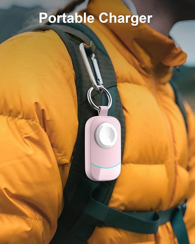 Valentines Day Gifts for Her Pink - Gifts for Women, Wife, Teen Girls - Portable Charger with Keychain for Apple Watch