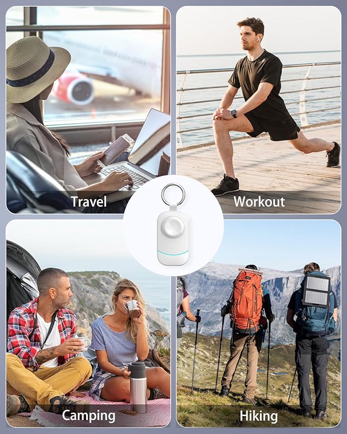 2500mAh Travel Charger for Apple Watch - Portable Charger with Keychain for Apple Watch - Stocking Stuffers for Men, Women, and Adults White