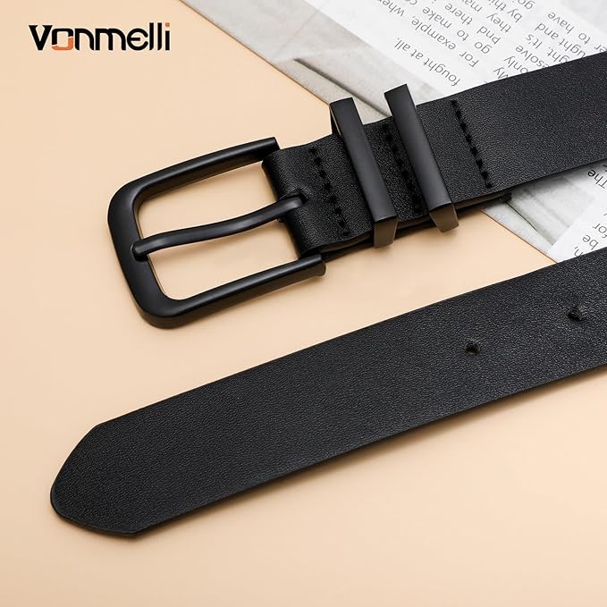 VONMELLI Women's Soft Faux Leather Belt for Jeans Pants Dress Fashion Ladies Waist Belt with Gold/Silvery Buckle