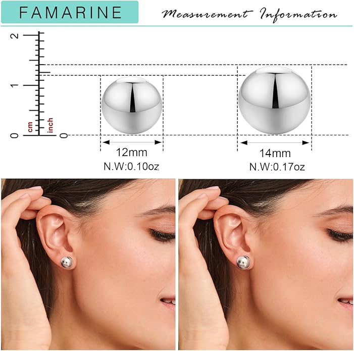 FAMARINE Dot Earrings Gold Silver Stud Earrings for Women Flat Round Earring Minimalist Earring