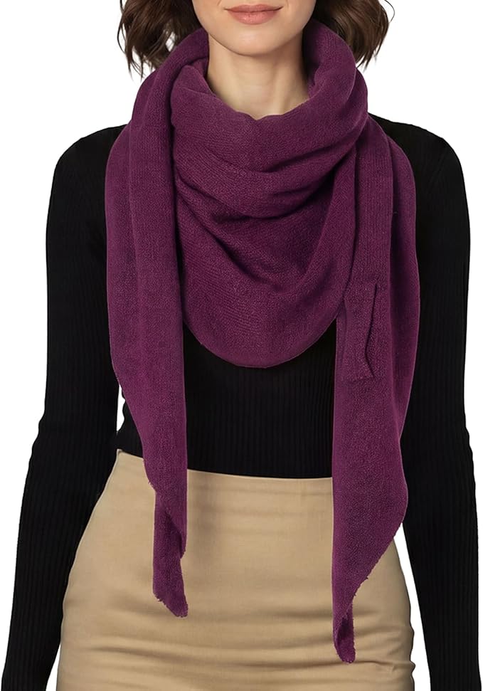 RIIQIICHY Shawl Wrap Women Pashmina Triangle Cape Knit Sweater Scarf for Fall Winter Fashion Accessory