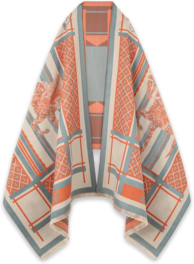 EXTREE Scarfs for Women Pashmina Silky Shawl Wrap for Evening Dressing Blanket Open Front Poncho Cape