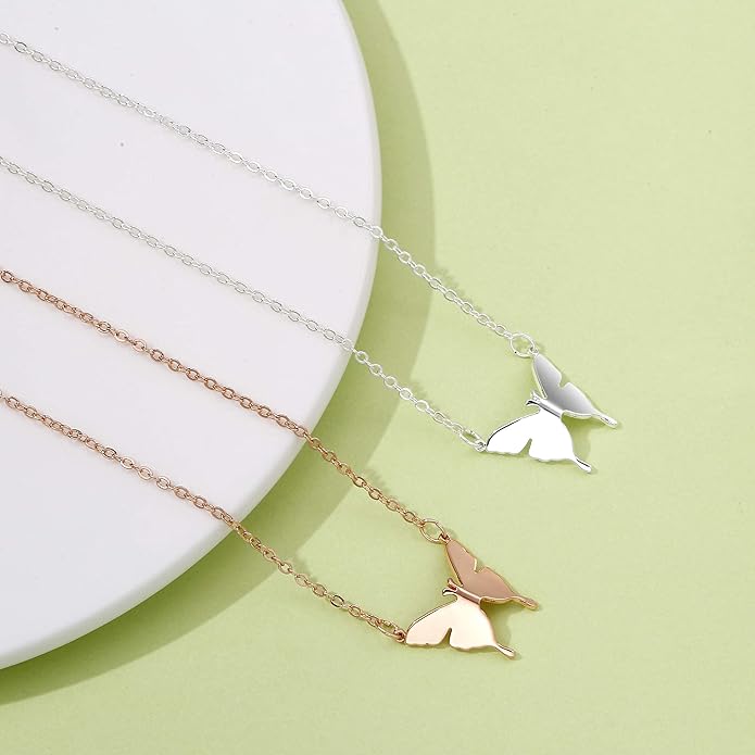 MIDEEO Dainty Butterfly Necklace for Women 14K Gold Plated Butterfly Pendant Necklace Minimalist Charm Jewelry…