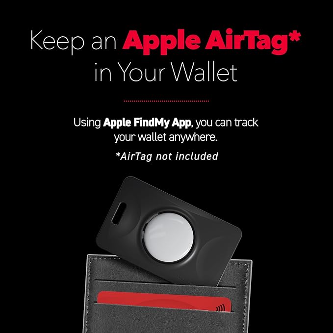 KEY SMART SlimCard AirTag Holder for Wallet - Ultra Slim Wallet Air Tag Holder - AirTag Card Holder with Lanyard Hole, Item Tracker - Auto Lock Air Tag Holders - 2 Pack