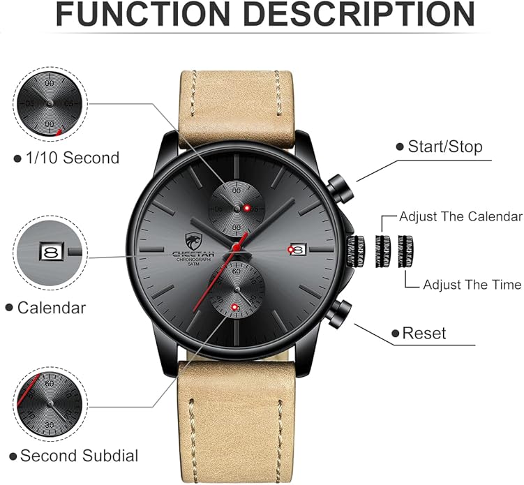 GOLDEN HOUR Mens Watch Fashion Sleek Minimalist Quartz Analog Mesh Stainless Steel Waterproof Chronograph Watches for Men with Auto Date